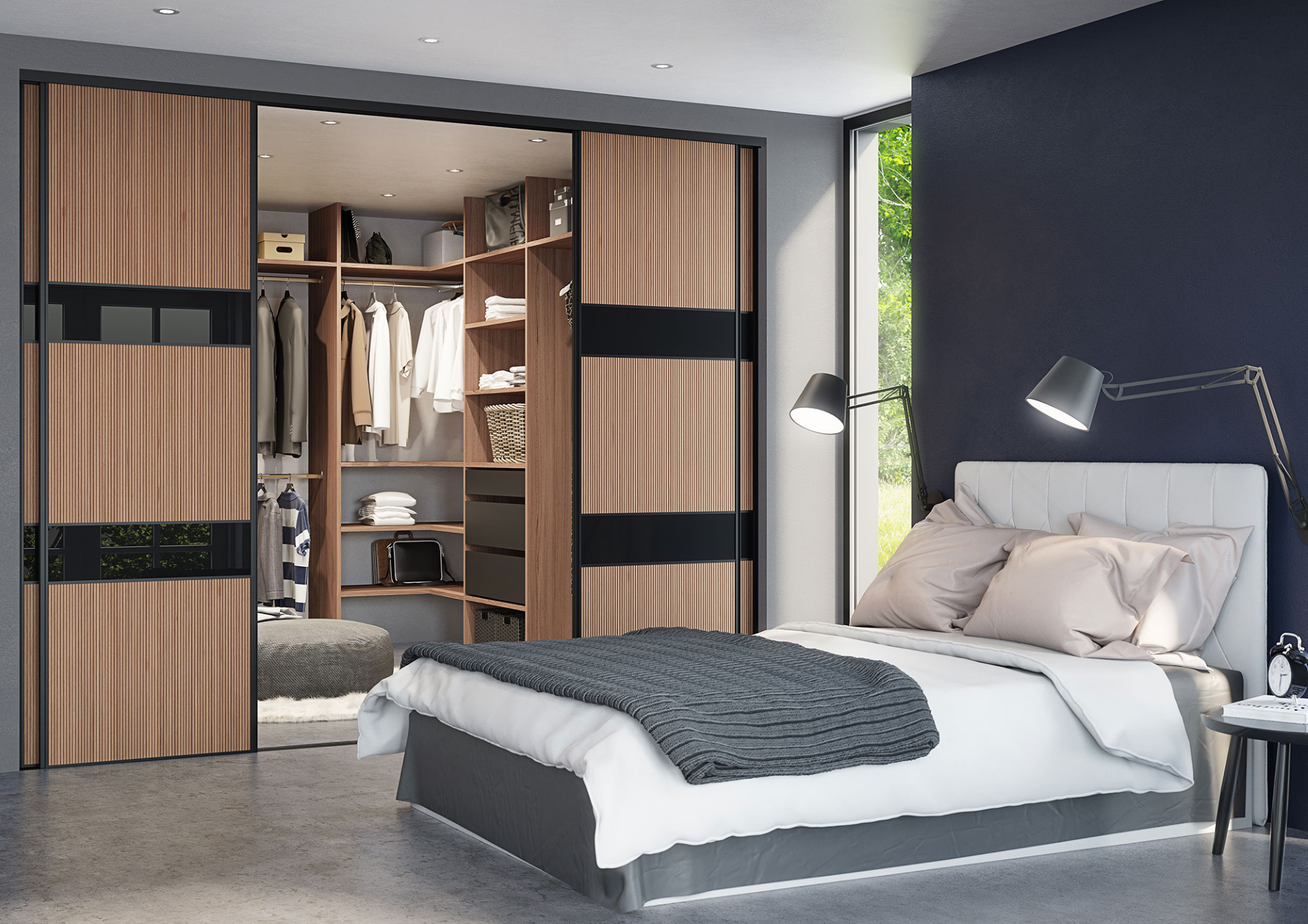 Walk-In Skydedørs garderobe